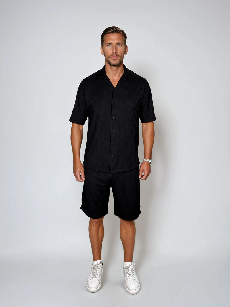 CANNES BLACK SHORT SLEEVE SHIRT