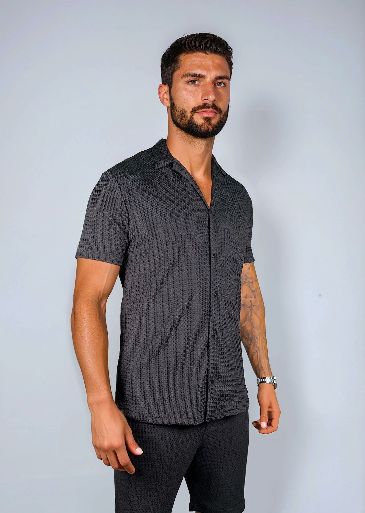 KOSZULA Z KRÓTKIM RĘKAWEM COMO CZARNA