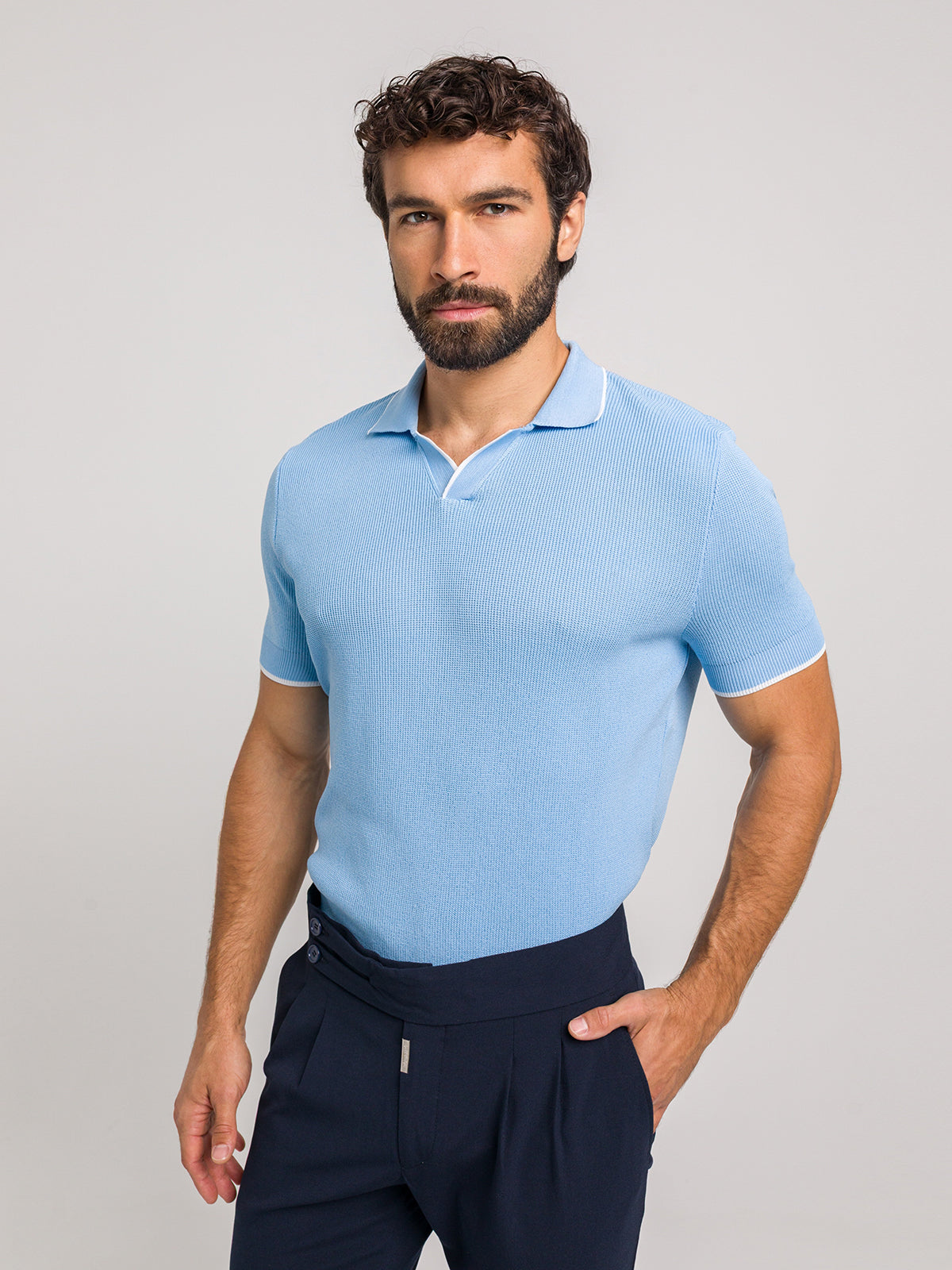 KOSZULKA POLO LUXE V JASNONIEBIESKA