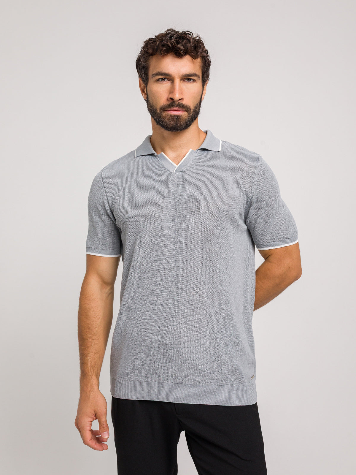 KOSZULKA POLO LUXE V SZARA