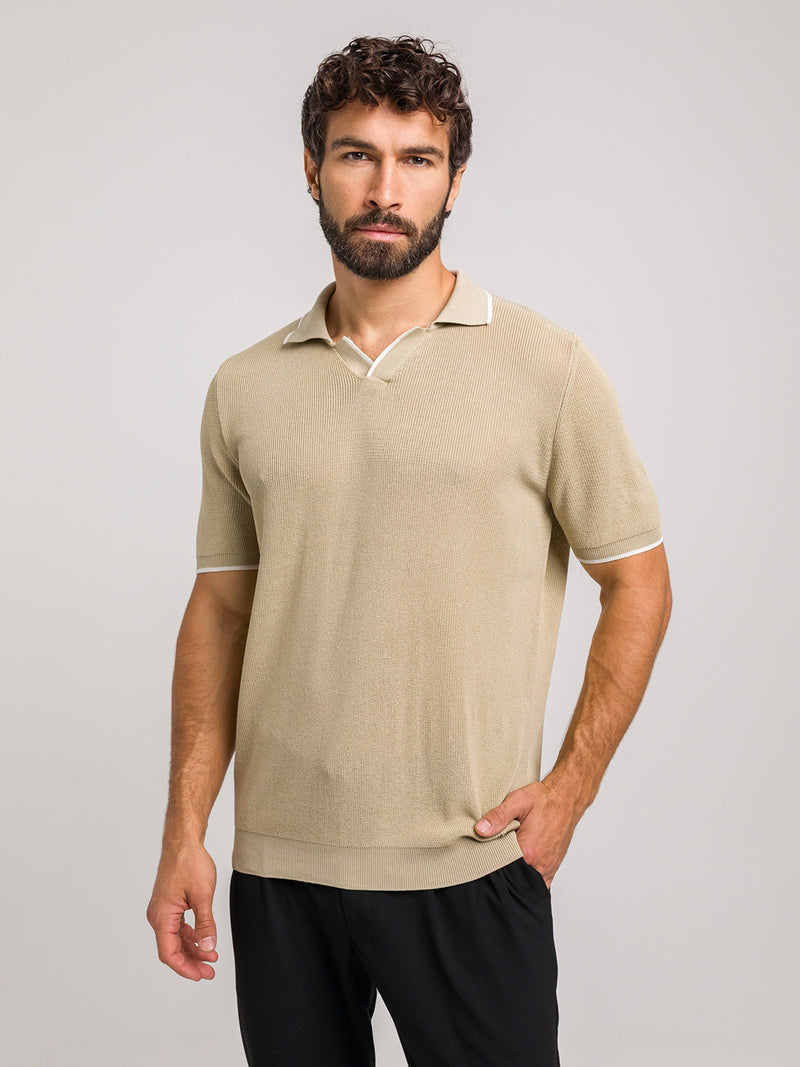 KOSZULKA POLO LUXE V BEŻOWA