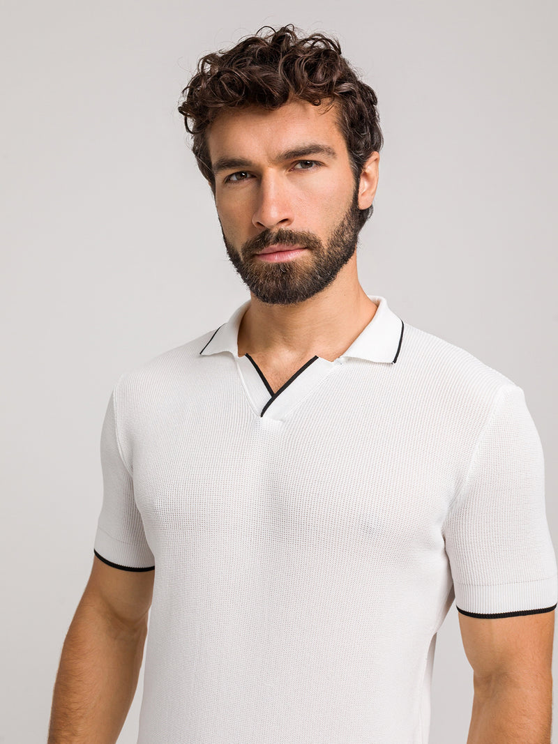 LUXE V WHITE POLO SHIRT