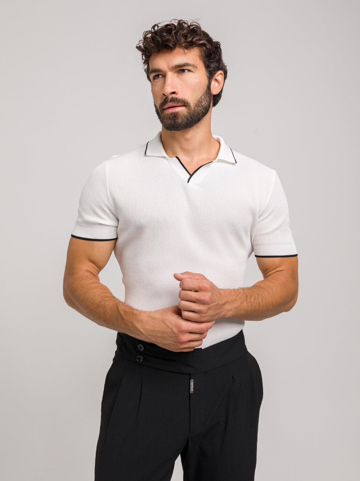LUXE V WHITE POLO SHIRT