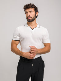 LUXE V WHITE POLO SHIRT