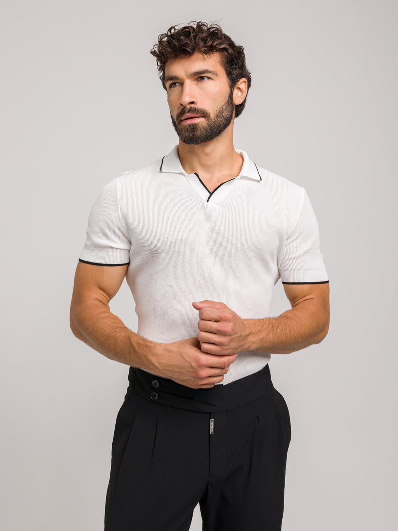 LUXE V WHITE POLO SHIRT