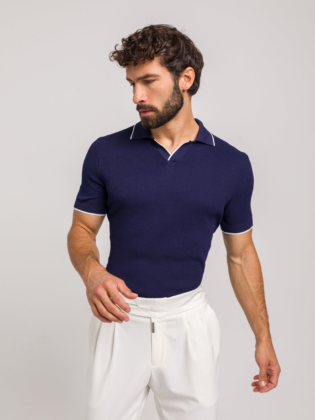 KOSZULKA POLO LUXE V GRANATOWA