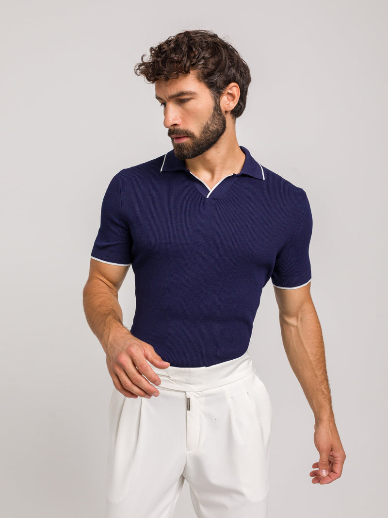 KOSZULKA POLO LUXE V GRANATOWA