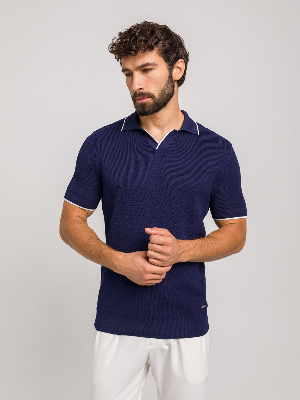 KOSZULKA POLO LUXE V GRANATOWA