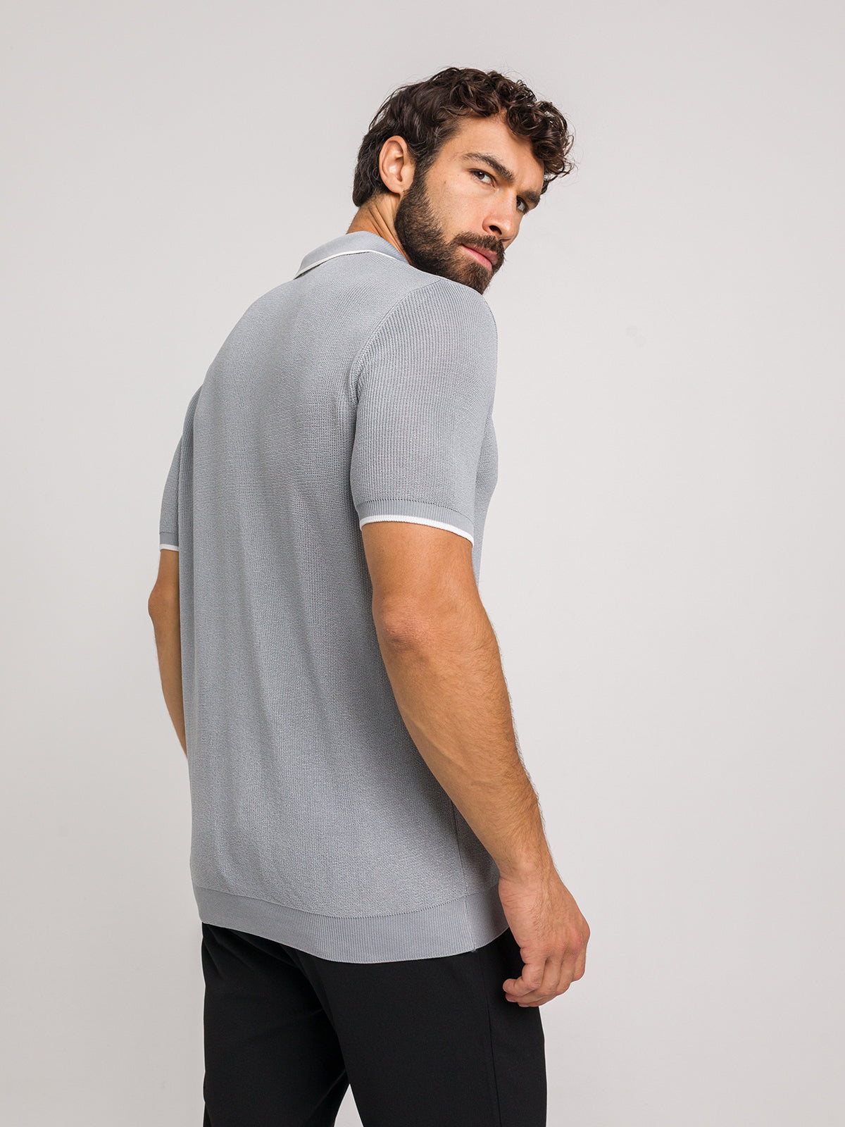 KOSZULKA POLO LUXE V SZARA