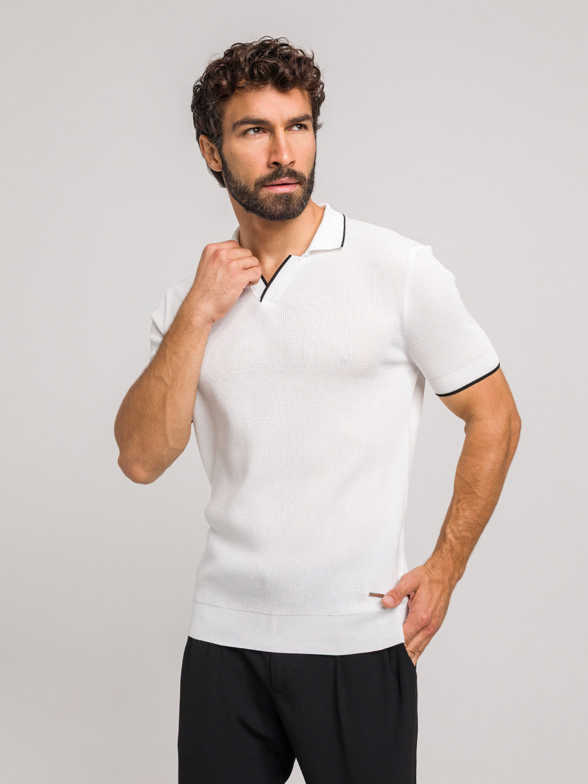 LUXE V WHITE POLO SHIRT