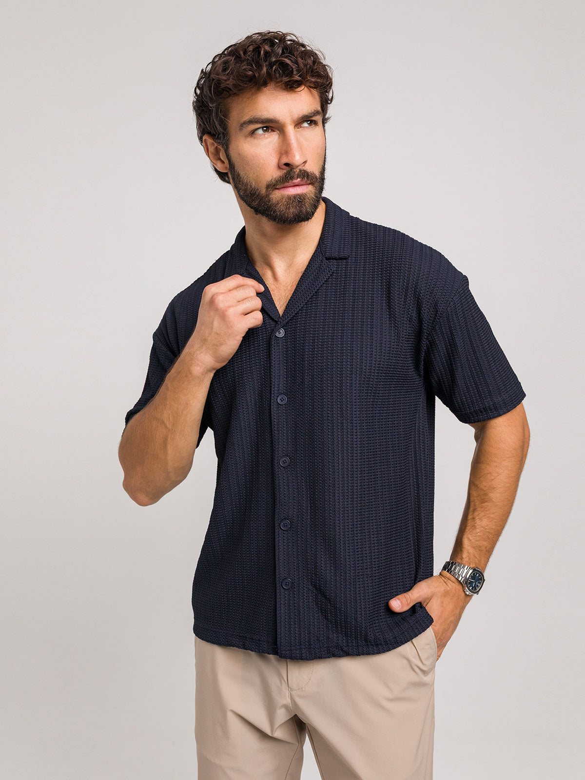 KOSZULA Z KRÓTKIM RĘKAWEM MATESE GRANATOWA