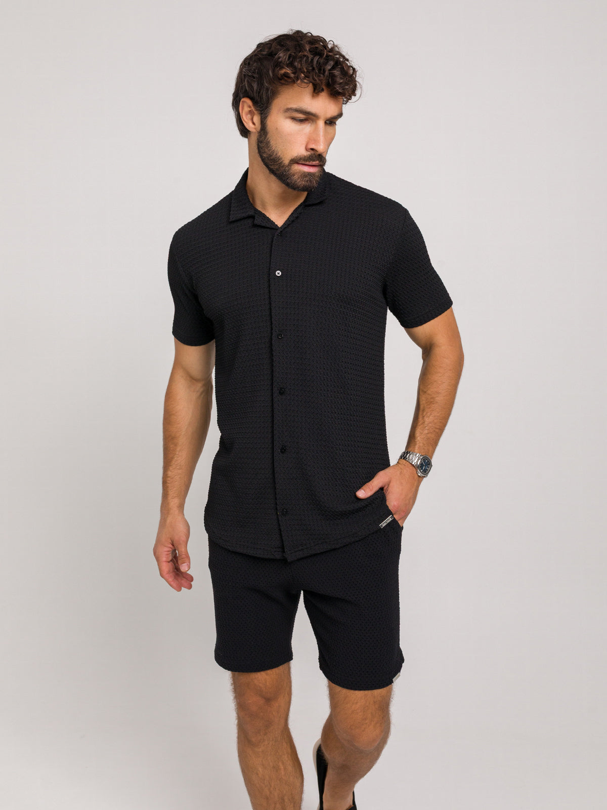 KOSZULA Z KRÓTKIM RĘKAWEM COMO CZARNA