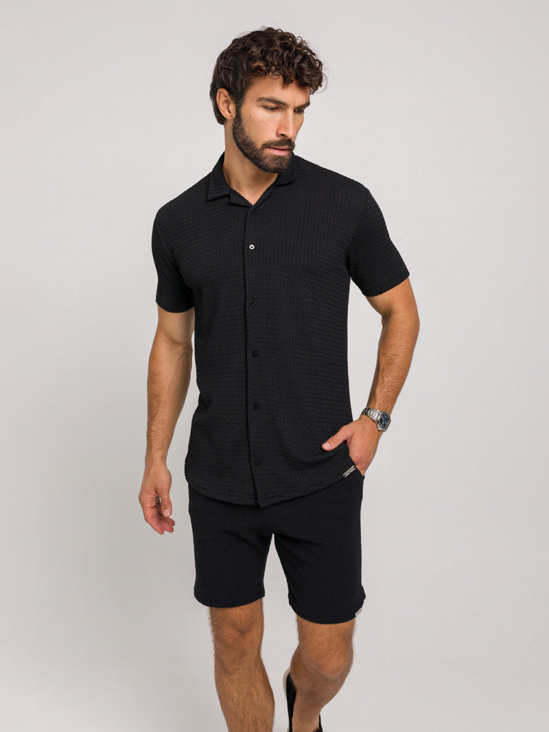 KOSZULA Z KRÓTKIM RĘKAWEM COMO CZARNA