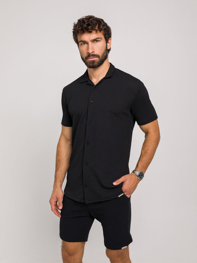 KOSZULA Z KRÓTKIM RĘKAWEM COMO CZARNA