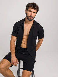 KOSZULA Z KRÓTKIM RĘKAWEM COMO CZARNA