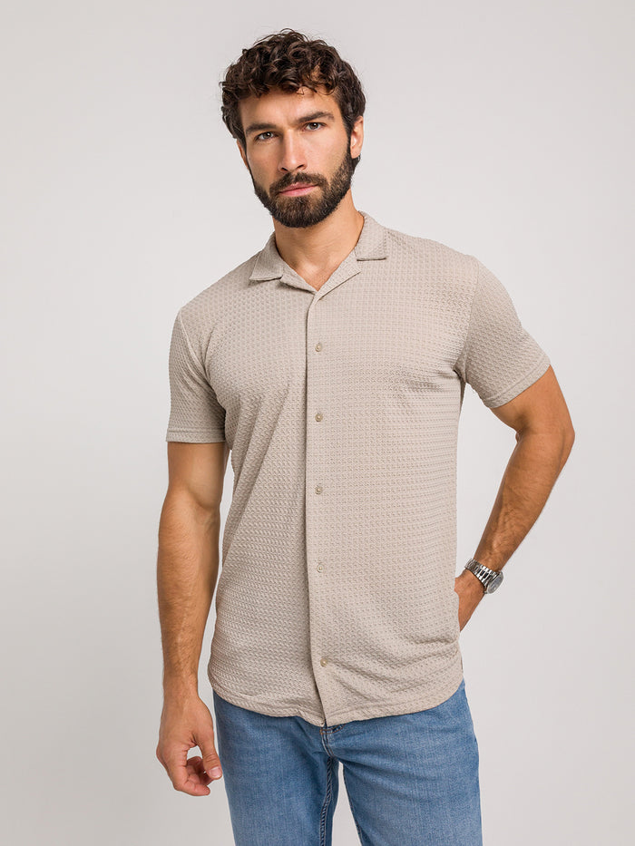 ZESTAW COMO KOŚĆ SŁONIOWA – KOSZULA Z KRÓTKIM RĘKAWEM + SPODENKI | SAUVAGE PARIS