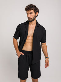 CANNES BLACK SHORT SLEEVE SHIRT