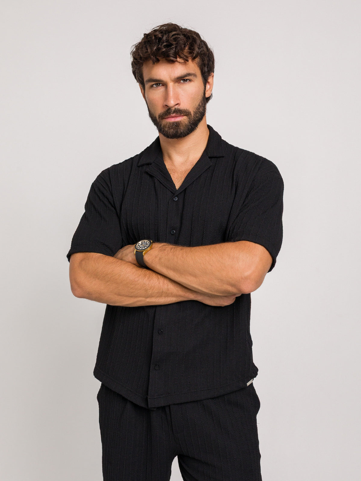 CANNES BLACK SHORT SLEEVE SHIRT