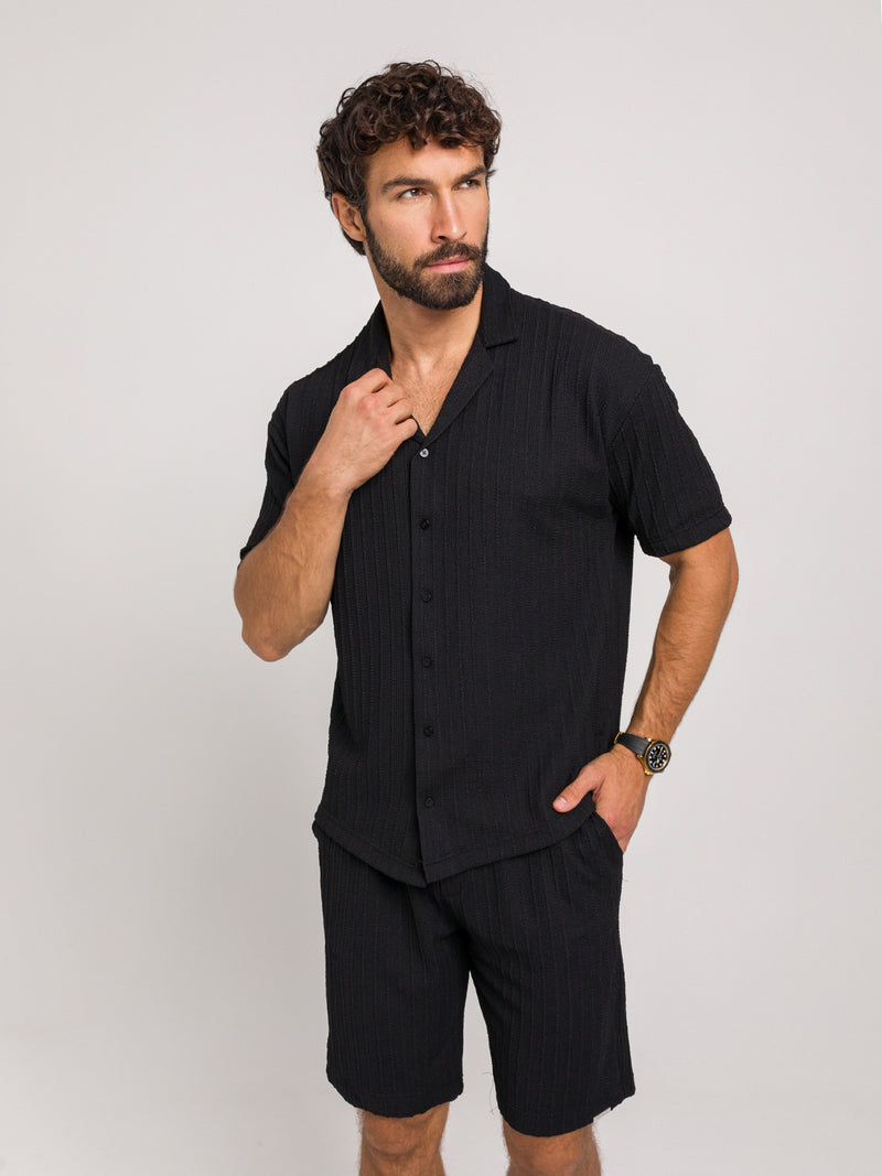 CANNES BLACK SHORT SLEEVE SHIRT