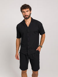 CANNES BLACK SHORT SLEEVE SHIRT