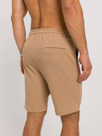 ZESTAW COMO BEŻOWY – KOSZULA Z KRÓTKIM RĘKAWEM + SPODENKI | SAUVAGE PARIS