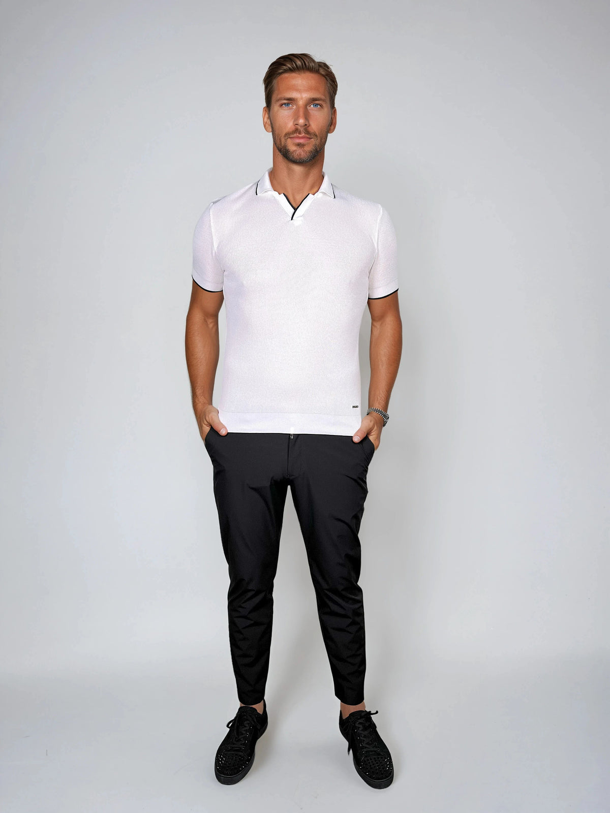 LUXE V WHITE POLO SHIRT