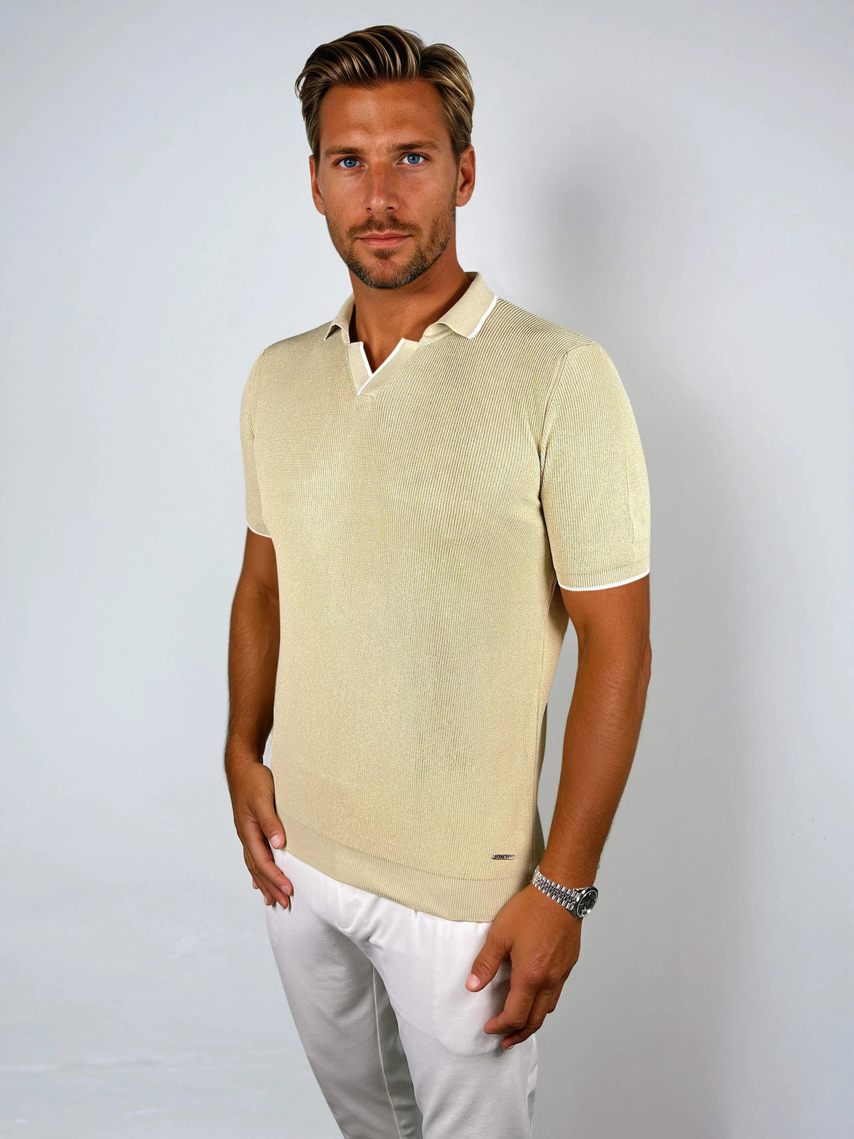 KOSZULKA POLO LUXE V BEŻOWA