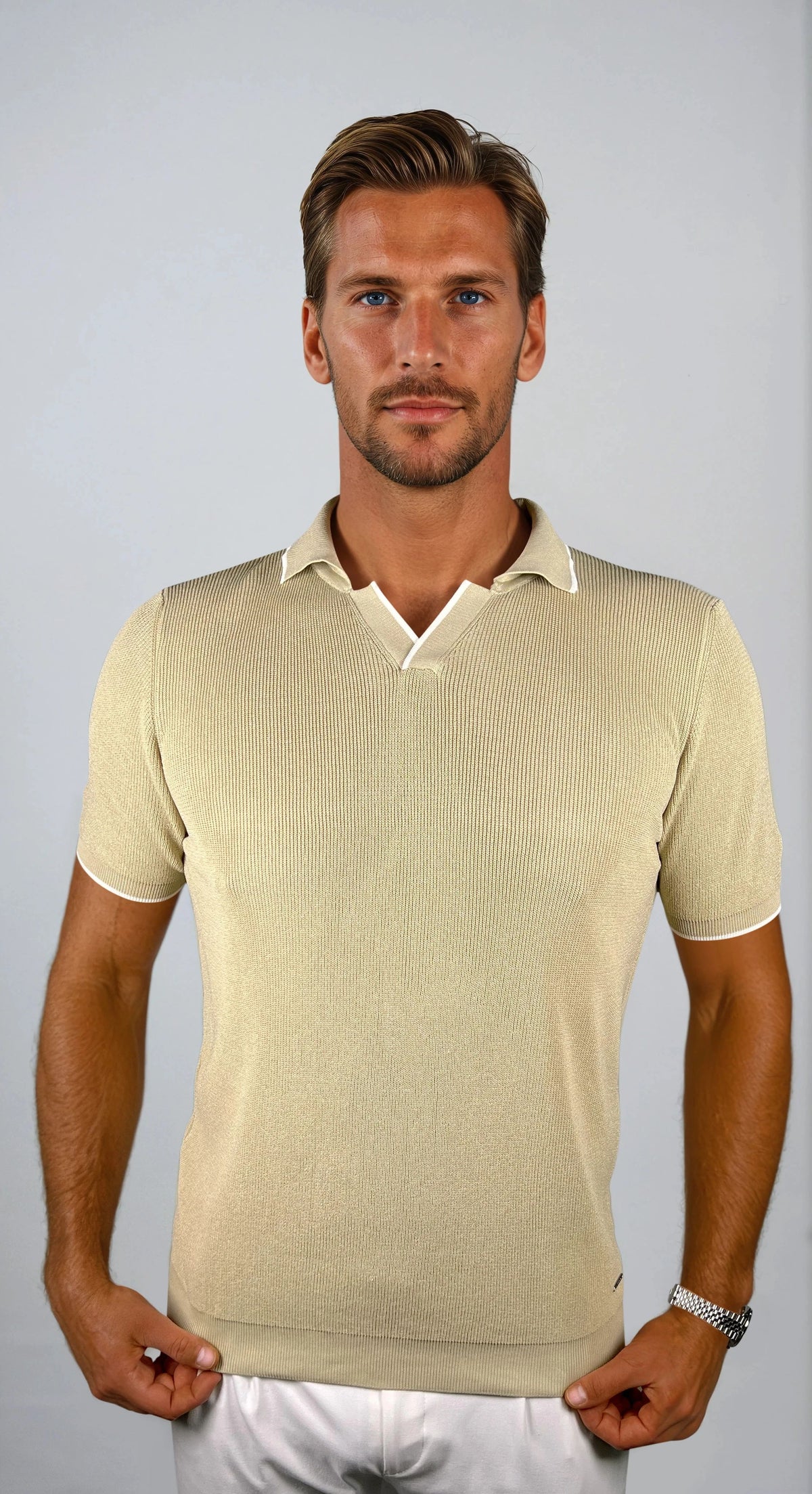 KOSZULKA POLO LUXE V BEŻOWA