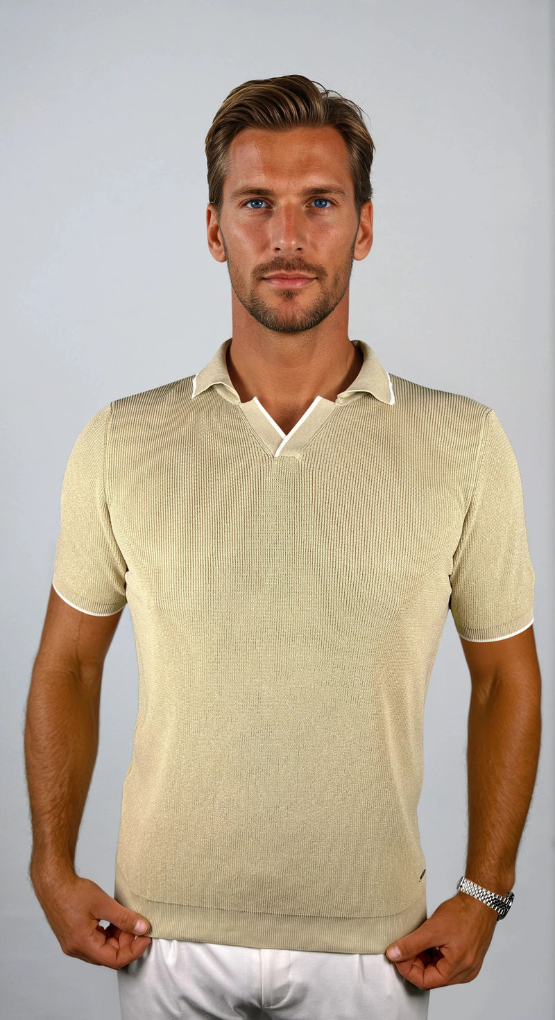 KOSZULKA POLO LUXE V BEŻOWA