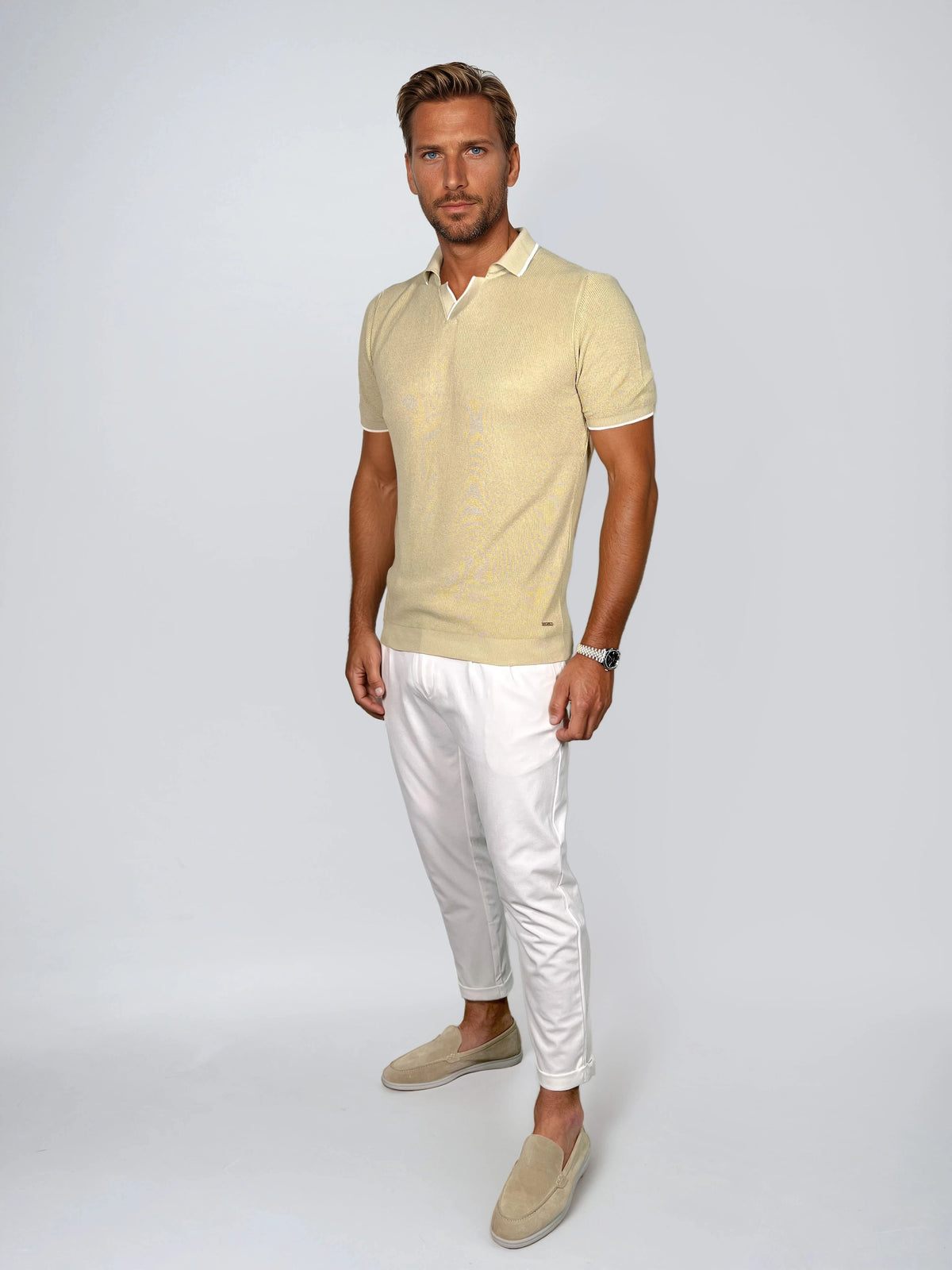 KOSZULKA POLO LUXE V BEŻOWA