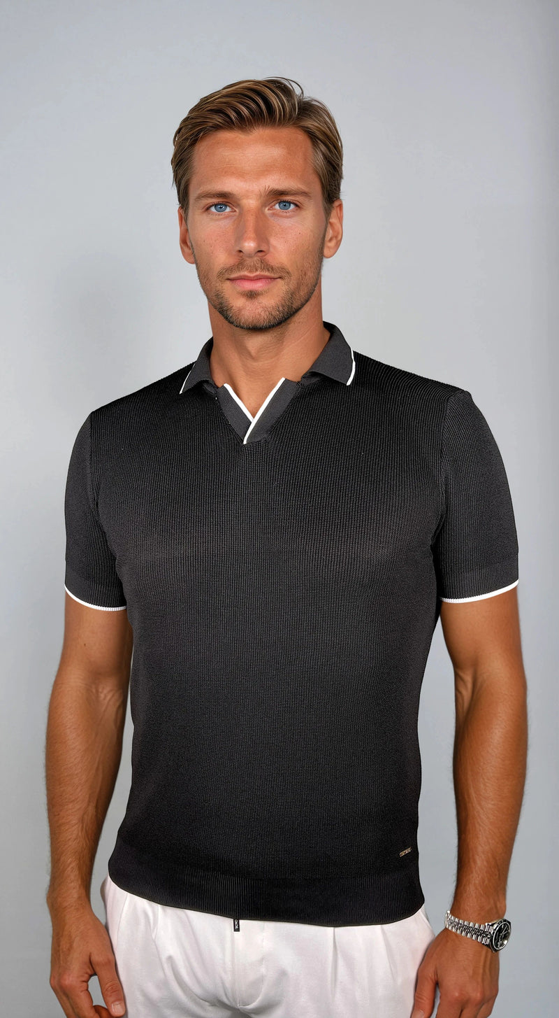 KOSZULKA POLO LUXE V CZARNA