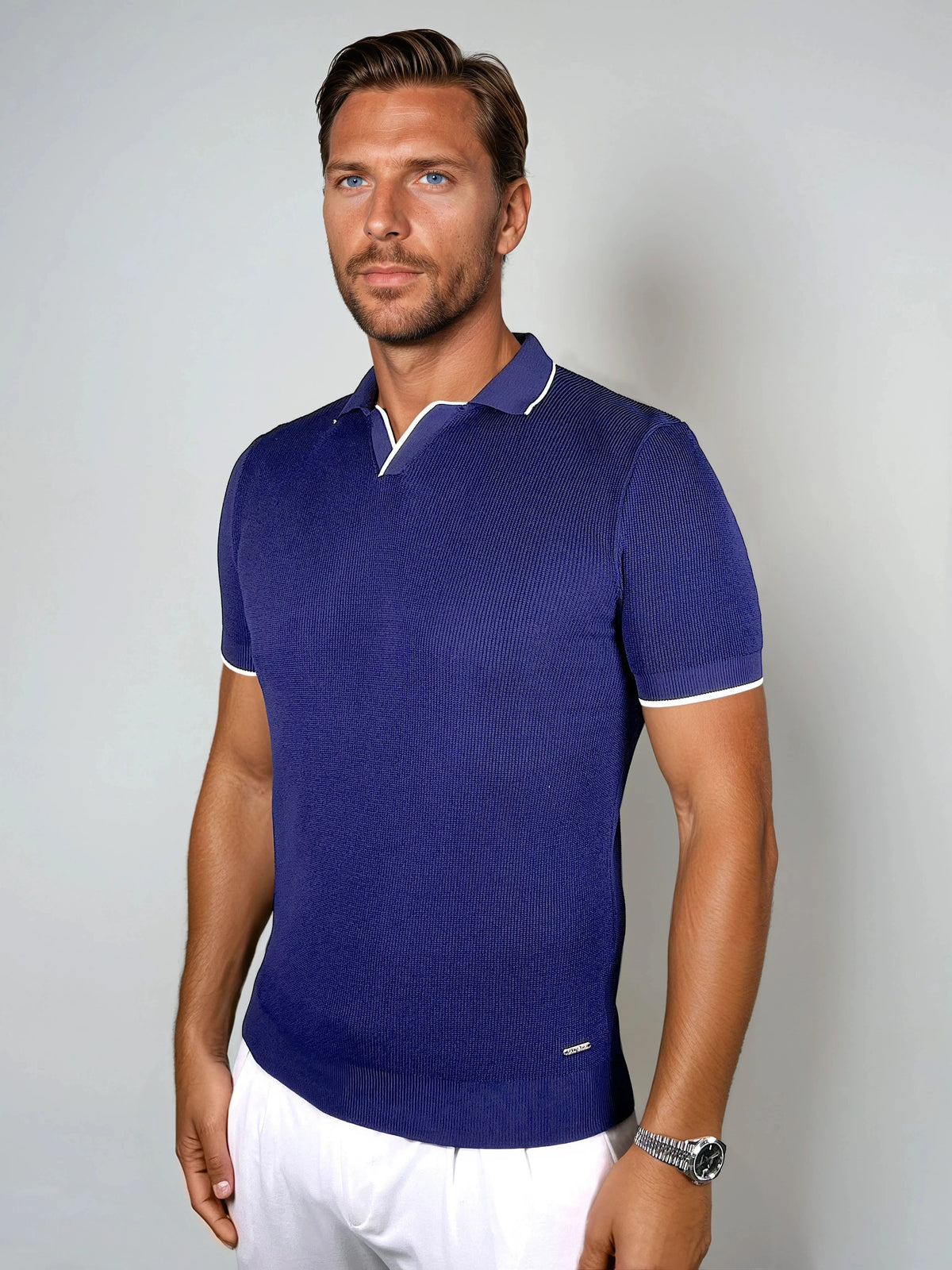 KOSZULKA POLO LUXE V GRANATOWA
