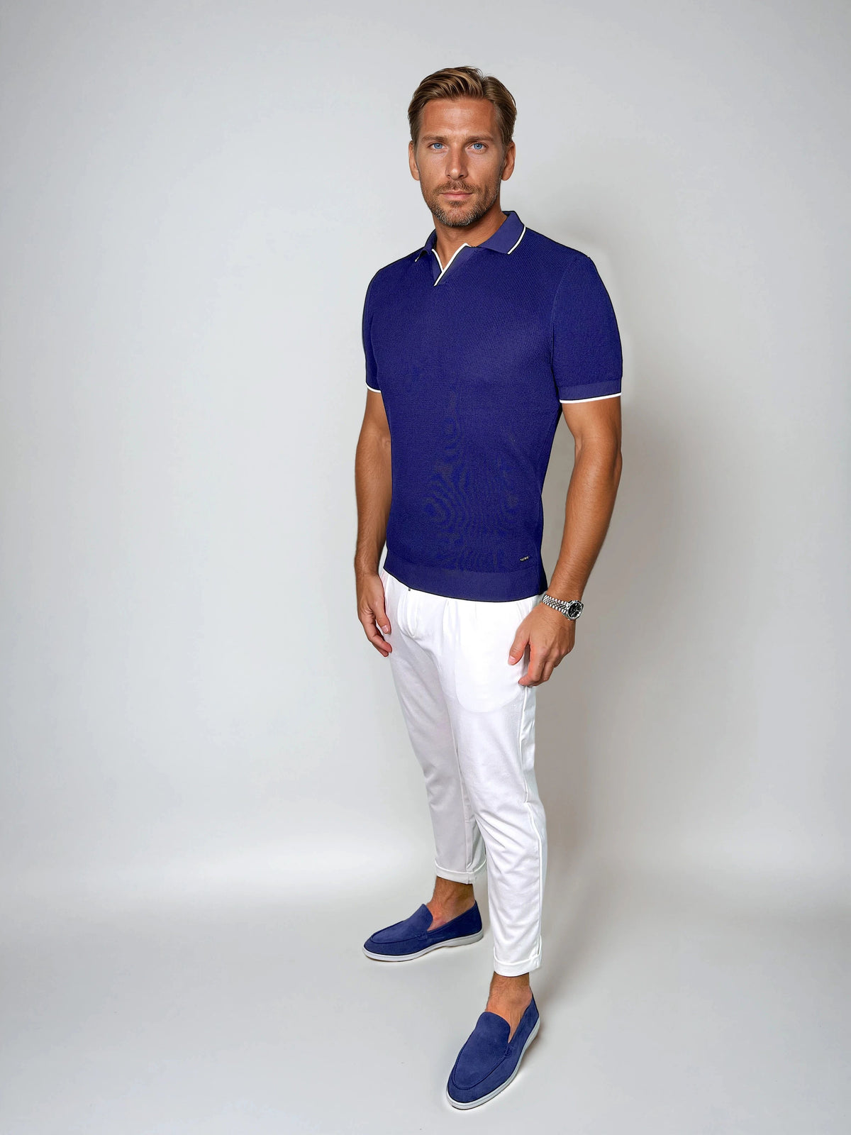 KOSZULKA POLO LUXE V GRANATOWA