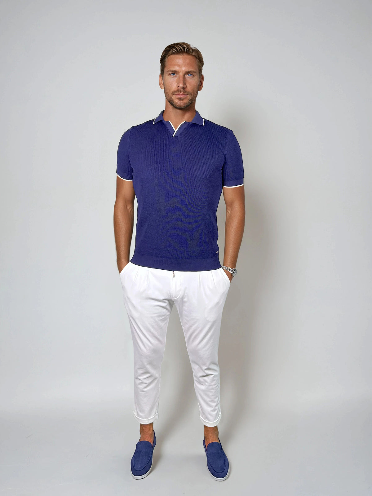 KOSZULKA POLO LUXE V GRANATOWA