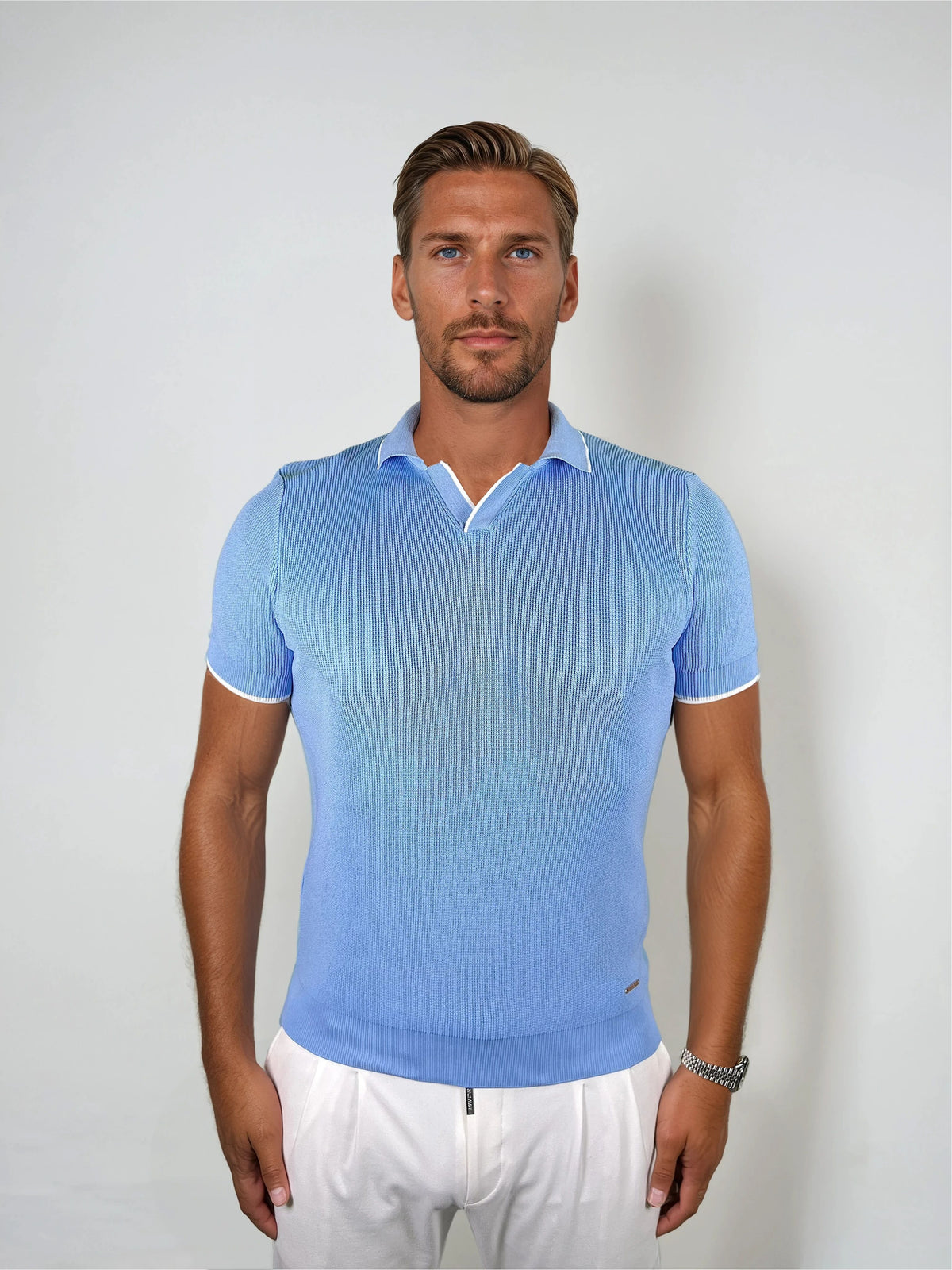 KOSZULKA POLO LUXE V JASNONIEBIESKA