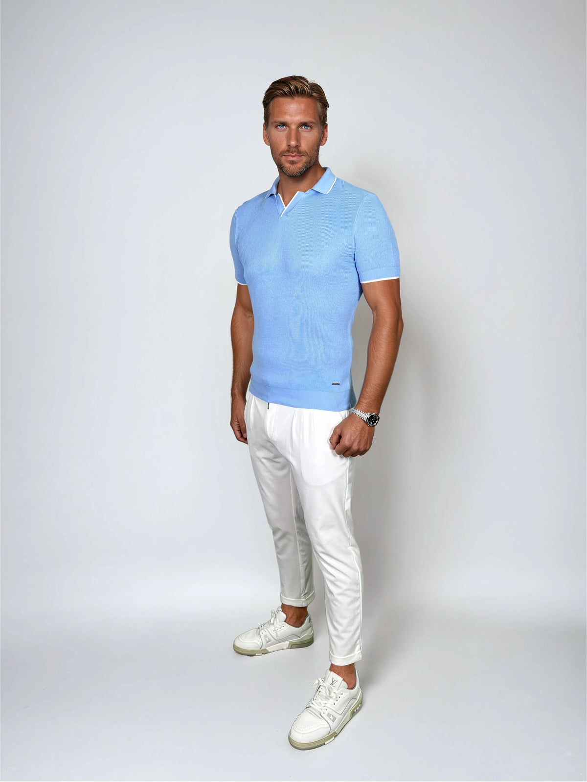 KOSZULKA POLO LUXE V JASNONIEBIESKA