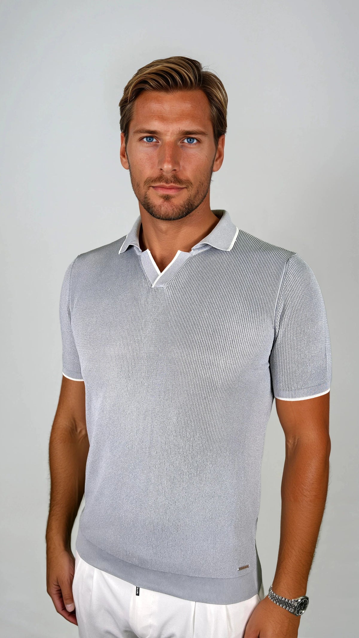 KOSZULKA POLO LUXE V SZARA
