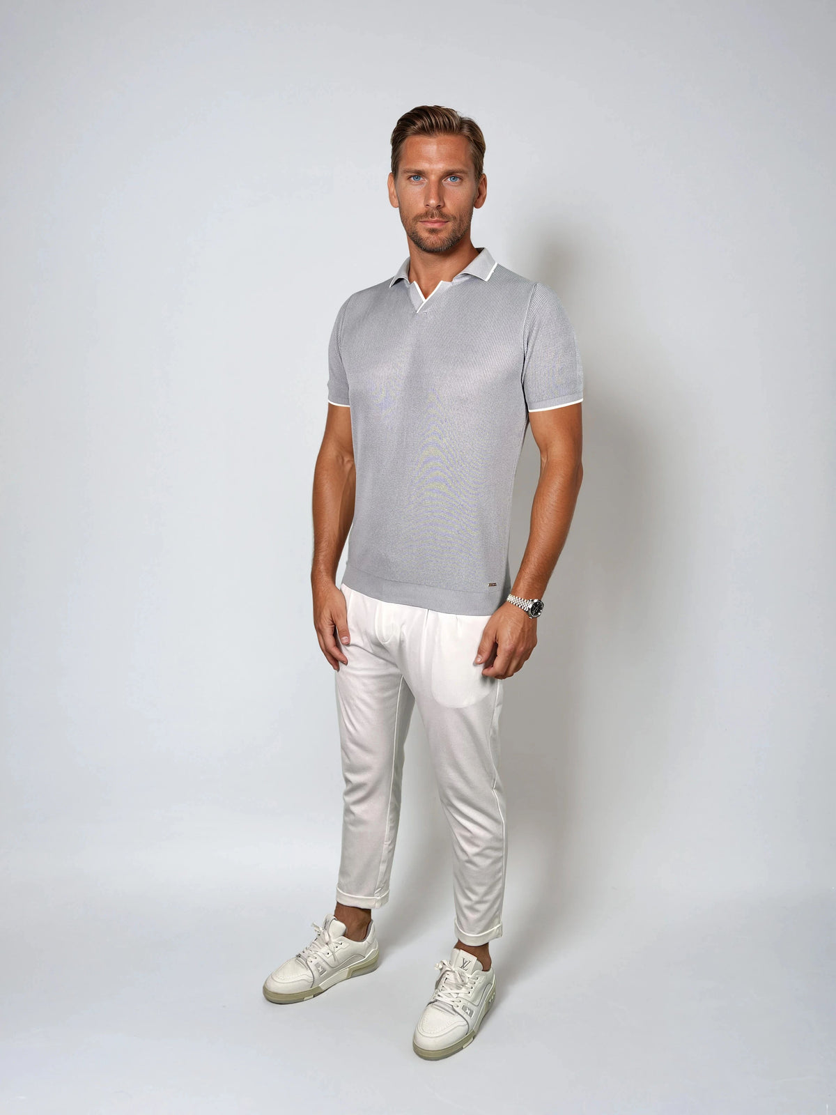 KOSZULKA POLO LUXE V SZARA